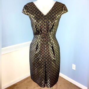 Cremieux Women's Black and Gold Party Dress - size 12